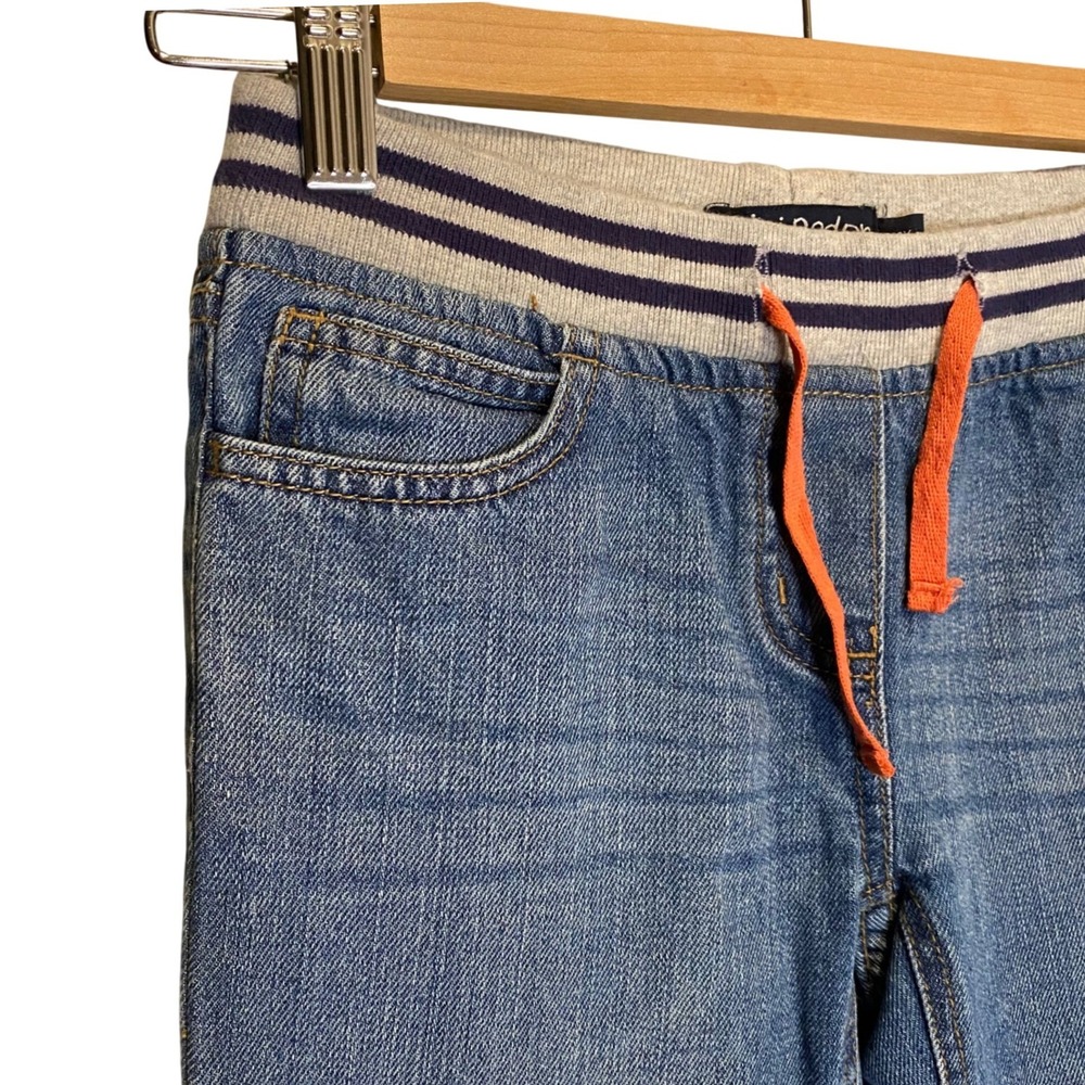 MINI BODEN Heart Patch Denim Jeans Size 10 Med Wash Stripe Elastic Waist Pull On - Picture 3 of 9